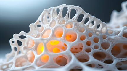Poster - intricate cellular structure with a porous design. this image could be used to represent biological 