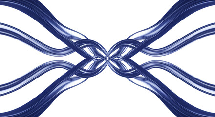 Leinwandbilder - Abstract Wavy Pattern Of Indigo Lines On Pure White Background Wallpaper