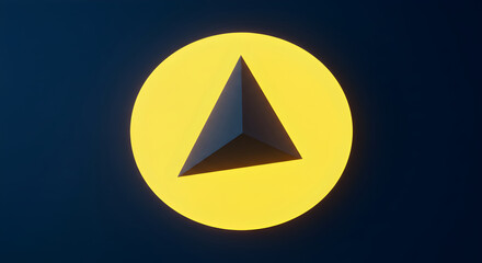 Leinwandbilder - Abstract Geometric Composition With Triangle And Circle Shapes In Yellow And Dark Blue
