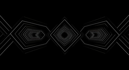 Leinwandbilder - Abstract Geometric Tunnel With Perspective Effect On Dark Backdrop