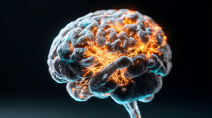 Poster - a glowing brain illustration featuring neural networks and connections. ideal for representing intel
