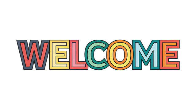 the word welcome in a colorful bold font isolated  on white background PNG. AI GENERATED