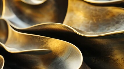Poster - Shimmering metallic waves with dynamic curves and textures