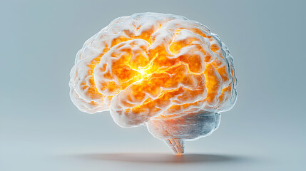 Poster - A glowing brain visualizes thought. Use it for articles on neurology education or any creative concept emphasizing intelligence and innovation.