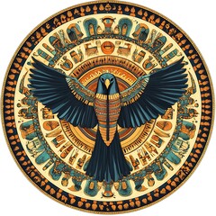 Wall Mural - ancient egyptian art featuring majestic bird in vibrant colors