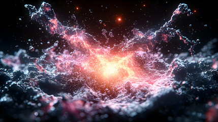 Poster - Abstract depiction of an explosion or cosmic event. Could be used as a desktop wallpaper or background for science fiction themed media.