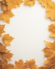 Poster - A stunning wreath made of bright yellow leaves displayed against a neutral background for fall decor