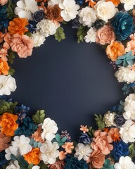 Poster - Beautiful flower wreath displayed against a black background creating a stunning visual contrast