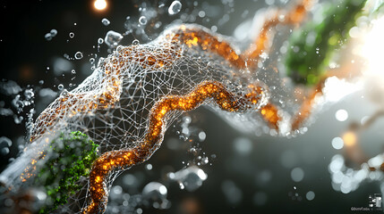 Poster - a detailed artistic rendering of a biological structure enveloped in a delicate network. could illus