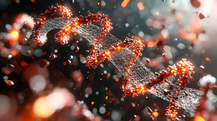 Poster - abstract representation of molecular structures glowing with an energy. this imagery could be used f