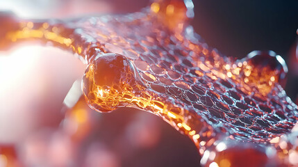Poster - a macro shot of an abstract glowing structure. it could be used as a digital wallpaper for technolog