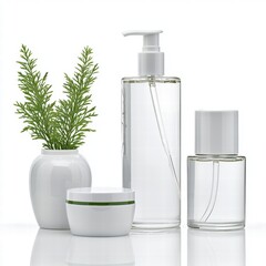 Poster - A stylish bottle of liquid next to a container of liquid against a simple background for contrast