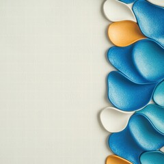 Poster - Vibrant wall display featuring an array of blue and orange bowls creating a colorful visual feast
