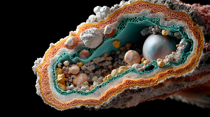 Poster - an artistic rendering of a layered biological structure showcases intricate details. suggestion: edu