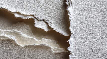 Poster - Roughly torn handmade paper edges are displayed from a top-down perspective, highlighting their fibrous texture and providing ample copy space for custom text