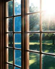 Poster - Sunlight shining through a window creating beautiful patterns and shadows in the room