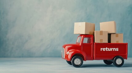 Poster - A small red truck labeled 