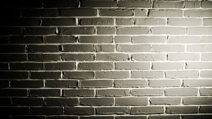 Poster - Illuminated brick wall with a soft light creating an artistic contrast and highlighting details