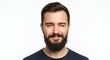 © Mateus - A friendly face with a wink and a beard on a white backdrop exudes warmth and playfulness. He's the embodiment of approachable charm.