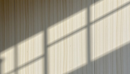 Poster - Soft light casts shadows on wooden wall, creating serene atmosphere