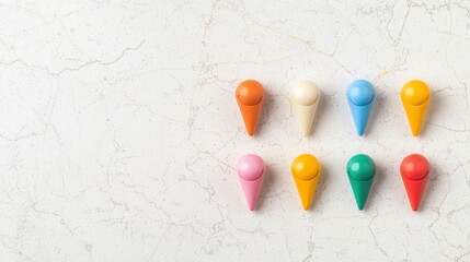 Poster - Location Map Pin Marker Set of colorful map pin markers with different shapes, isolated on white, focus on the variety and design