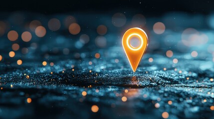 Poster - Location 3D Location Pin Location pin with a glowing tip, focus on the highlighted location