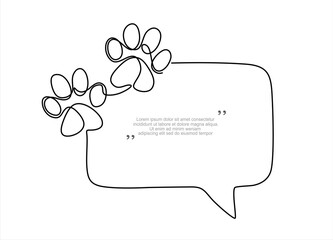 Poster - Paw Print  and speech bubble. Trendy line art vector on a white background. Vector illustration. Editable stroke	