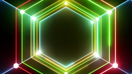 Poster - Video overlay of glowing hexagons and dotted connections on a dark tech background. Ideal for blockchain, AI, cybersecurity, or sci-fi themed projects