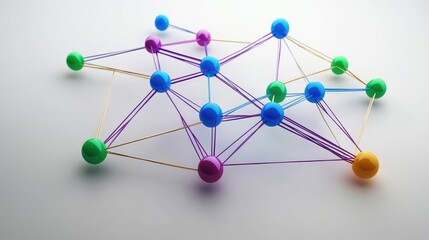 Poster - D illustration of networked nodes symbolizing team connections and collaborative structure