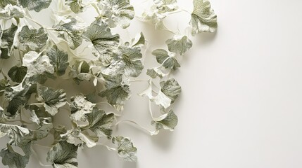 Poster - Elegant Silver Green Leaves Botanical Background White Space Minimalist Nature Design Greenery Fresh Spring Summer Floral Pattern Texture Image       
