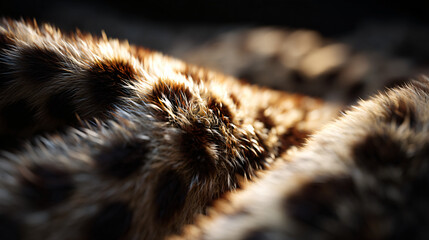 Wall Mural - Leopard fur close-up showing natural pattern and warmth