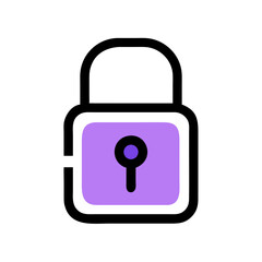 Poster - simple icon of a purple padlock with a black outline. Use for security websites, password management apps, and access control blogs.