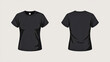 ©  Arif photos - A product photo of a plain black t-shirt shown from two views - front and back - against a white background