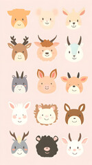  Forest Animal Cartoon Grid