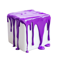 Poster - Abstract cube covered in dripping violet fluid for imaginative concepts and artistry