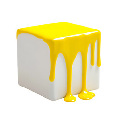 Leinwandbilder - Conceptual block art featuring vibrant yellow fluid cascade against clean minimalism with isolated space