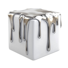 Poster - Chrome cascade adorning geometric form, abstract metallic elegance on pristine surface, conceptual