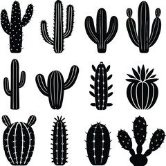Aufkleber - Vector nature illustration set of seamless cactus pattern design