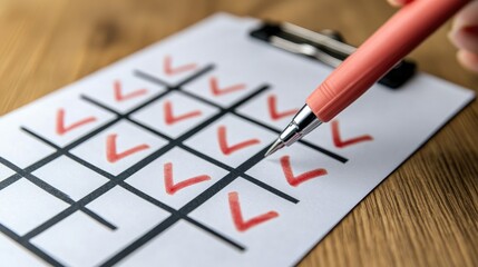 Poster - SEO audit checklist, backlink strategy sheets, and ranking reports laid out on a wooden desk