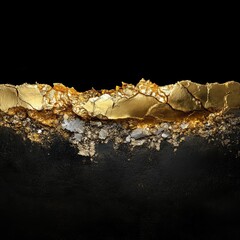 Poster - Abstract Digital Art Landscape Design With Gold Texture And Dark Background