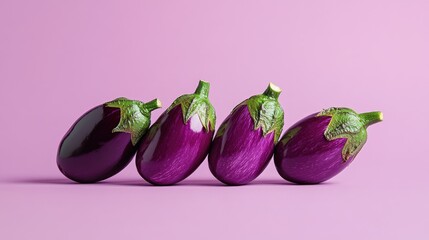 Poster - Bold purple eggplants styled elegantly over subtle lavender-toned backdrop