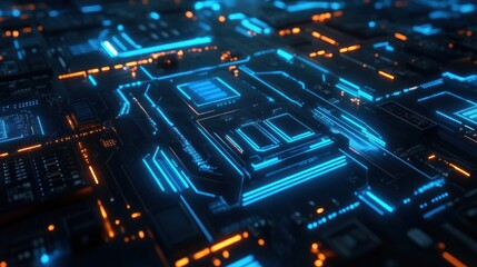 Poster - Glowing futuristic circuit board
