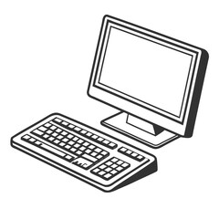 Aufkleber - desktop Computer icon black vector art PC icon vector illustration on transparent background