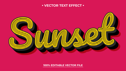 Poster - Sunset text effect, vintage retro editable text effect style