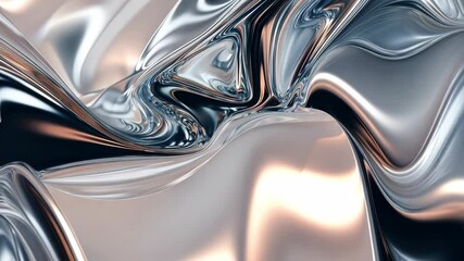 Poster - Mesmerizing metallic wave fluidity captured in abstract motion sequence