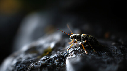 Wall Mural - Close-up of insect on rock - macro photography detail