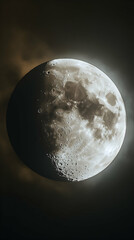 Wall Mural - A serene view of the moon detailed with craters and textures A soft glow surrounds the lunar sphere