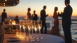 © fatah - Luxury yacht party at sunset.  Champagne flutes, elegant guests, romantic ambiance