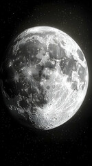 Wall Mural - Highly detailed image of the moon with many craters and stars in the background dark space