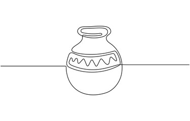 Poster - Continuous one line drawing of water pitcher glass. water jug in single line draw vector illustration. Editable vector. Teapot Single Line Drawing Banner with Jug glass icon line continuous 